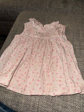 Girls' Floral Ruffle Neck Sleeveless Top - Pink